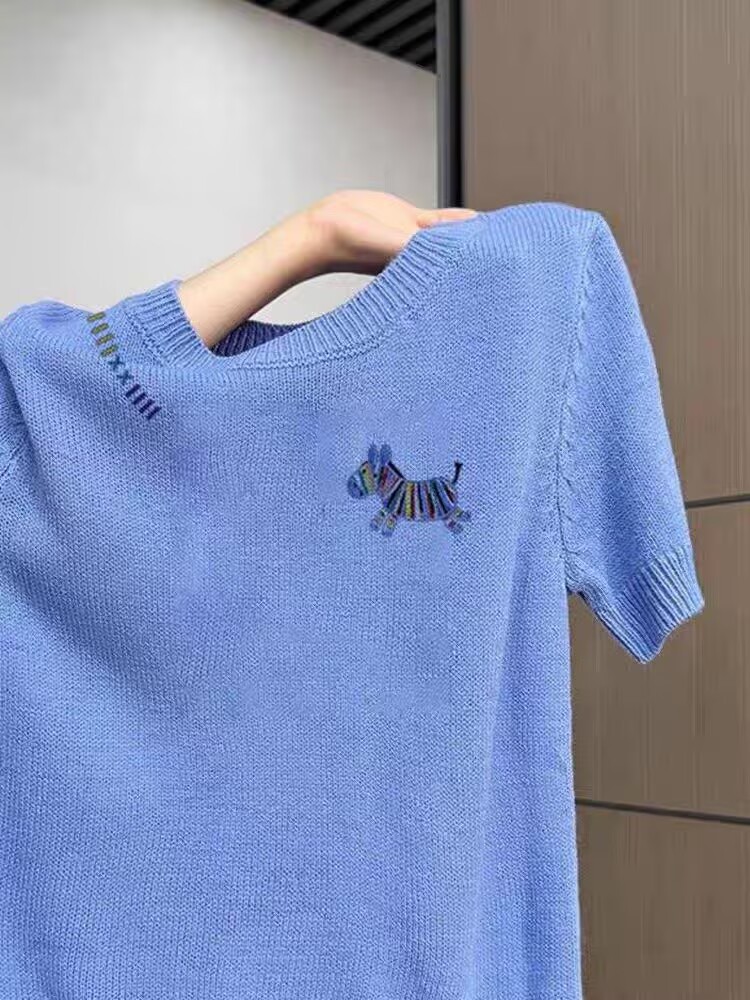Áo thun polo nữ ngắn tay cổ bẻ, kiểu dáng hiện đại, form thoải mái — xanh lam chi tiết 2
