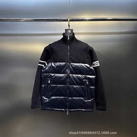 跨境高版本蒙家25FW新款针织袖立领拼接羽绒服保暖平替户外