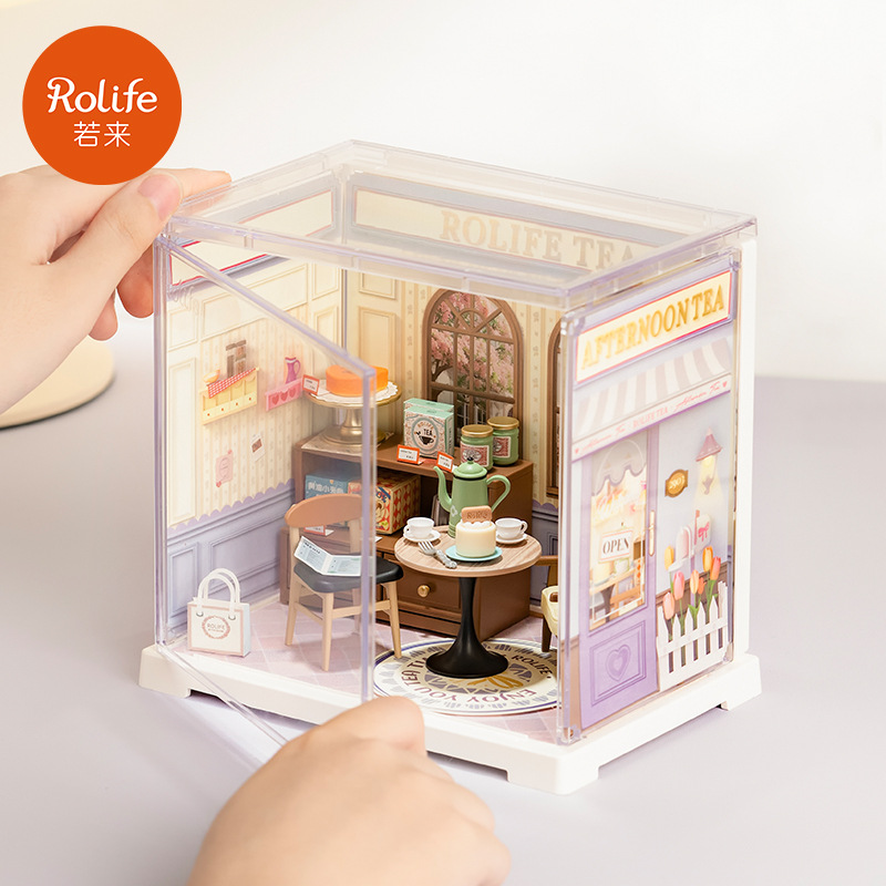 Rollife Ruo Lai Super World Store Mini Cabaña de bricolaje Rompecabezas tridimensional hecho a mano Modelo de casa Juguetes
