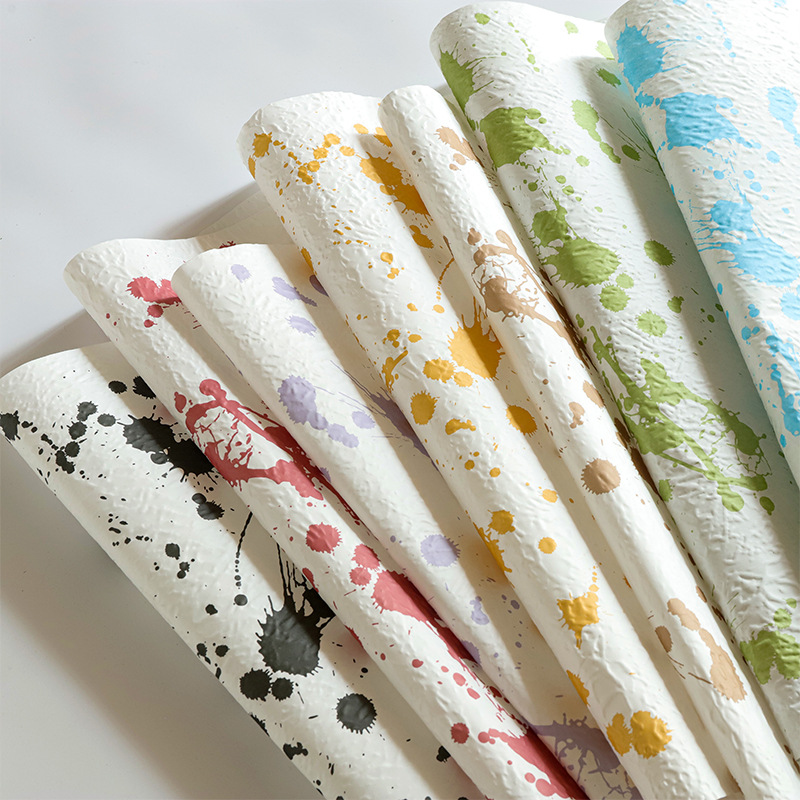 彩墨浮雕东巴纸加厚褶皱风华纸压纹纸花束包装纸花店花艺包花纸