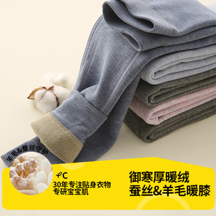Autumn and Winter Children's Thermal Pants Boys' Silk Knee Pads Cashmere Leggings Girls' Wool Pants for Older Children Thickened Thermal