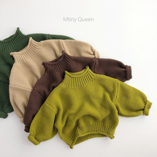 Highly recommended and practical ~ personalized curling ~ children's sweaters, autumn and winter men's and women's trendy Korean style retro knitted turtleneck pullovers