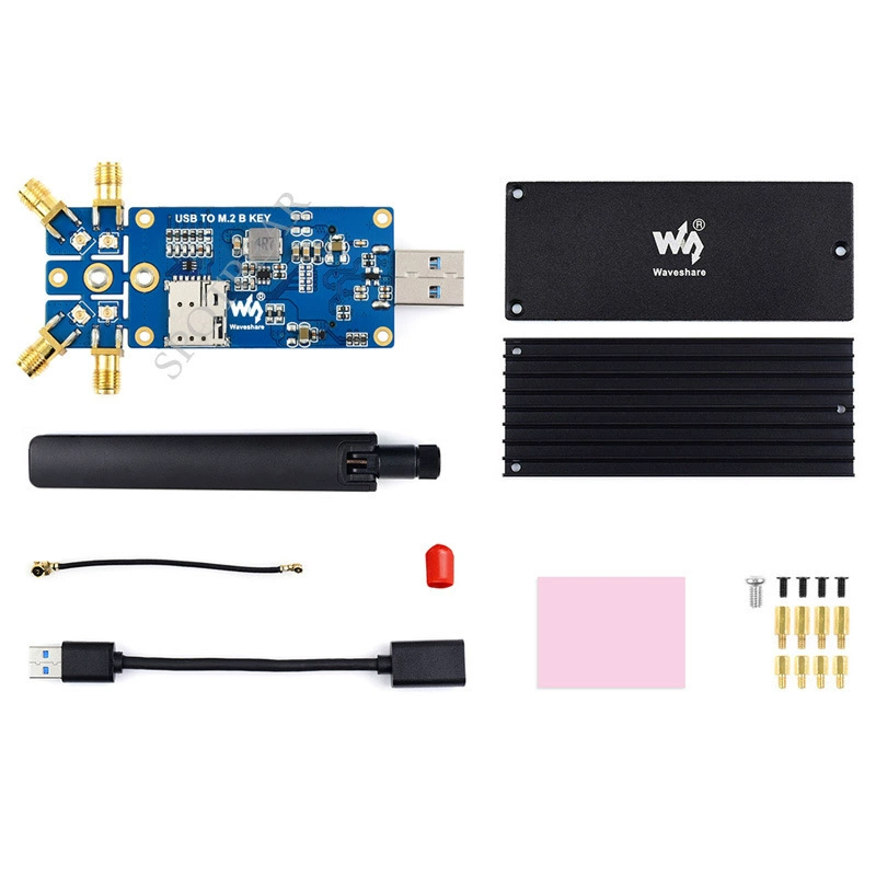 Удлинительная плата с USB 3.1 порта Raspberry Pi M.2 Key B 5G DONGLE четырехантенная алюминиевая радиаторная плата