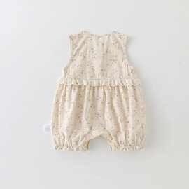 婴儿衣服夏装薄款连体衣女宝宝萌可爱哈衣新生洋气无袖外出爬服