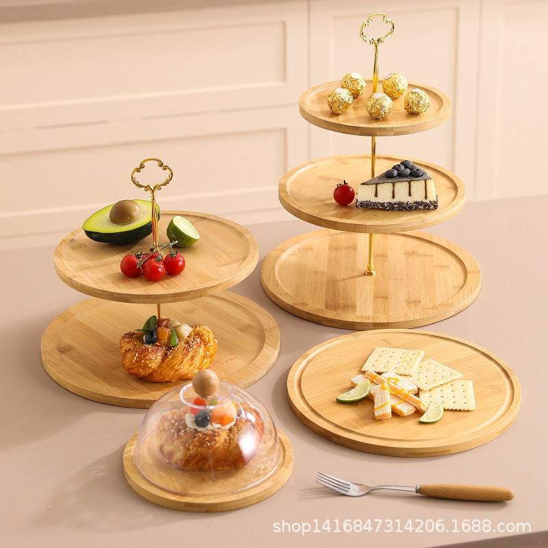 Bamboo Multi-Layer Dessert Plate Snack Fruit Cake Plate Home Practical Dustproof Transparent Cover Dessert Tray Wood Products Bamboo Multi-Layer Dessert Plate Snack Fruit Cake Plate Home Practical Dustproof Transparent Cover Dessert Tray Wood Products