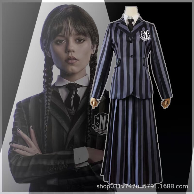 Addams Family Cosplay Costume Wednesday School Uniform Dress Wednesday Anime Cosplay Set
