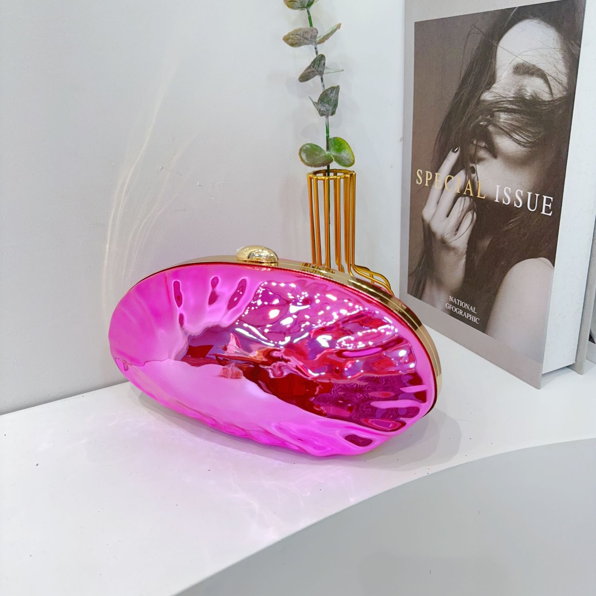 Bolsas de cena transfronterizas bolsas de mano de dama bolsas de bloqueo de mármol bolsas de acrílico bolsas de cadena huevo de ganso bolsas de cena