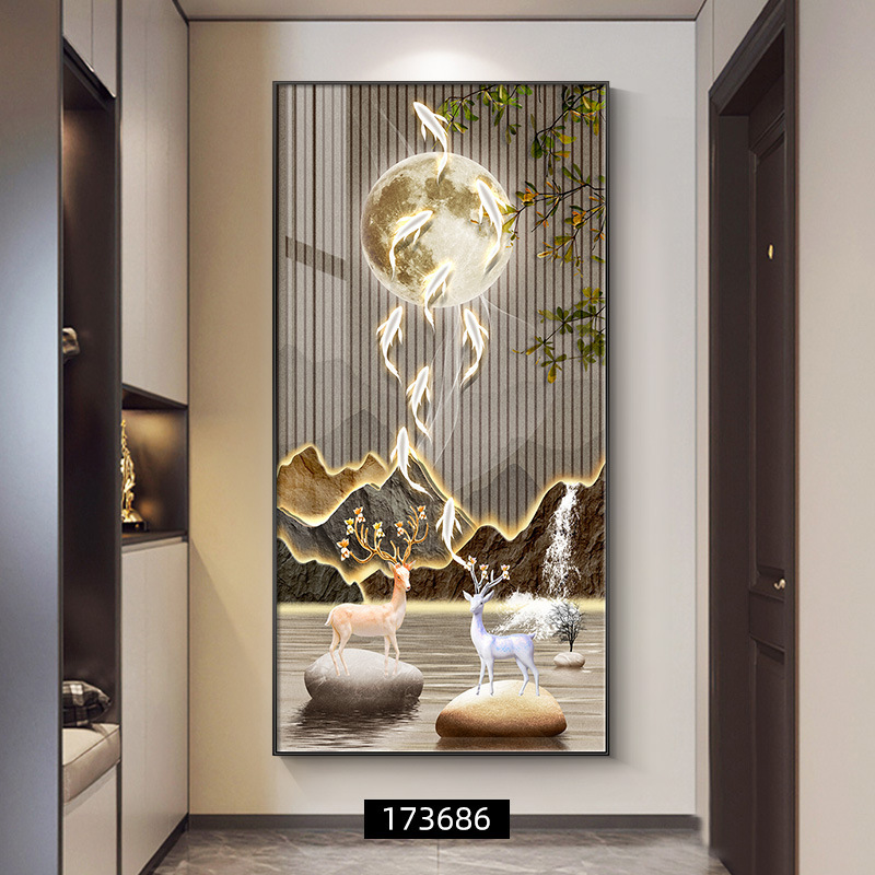 福鹿羽升 简约玄关装饰画现代轻奢高档客厅走廊过道挂画入户壁画|undefined
