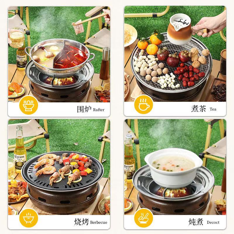 囲炉裏でお茶を煮るストーブセット携帯焼肉炭素オーブン家庭用戸外韓国式木炭無煙オーブン