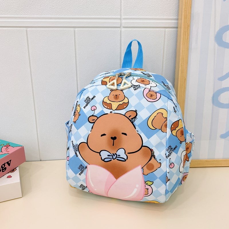 Mochila de dibujos animados para bebés lindos Mochila para niños y niñas con estampado Kapibala Mochila para niños y niñas