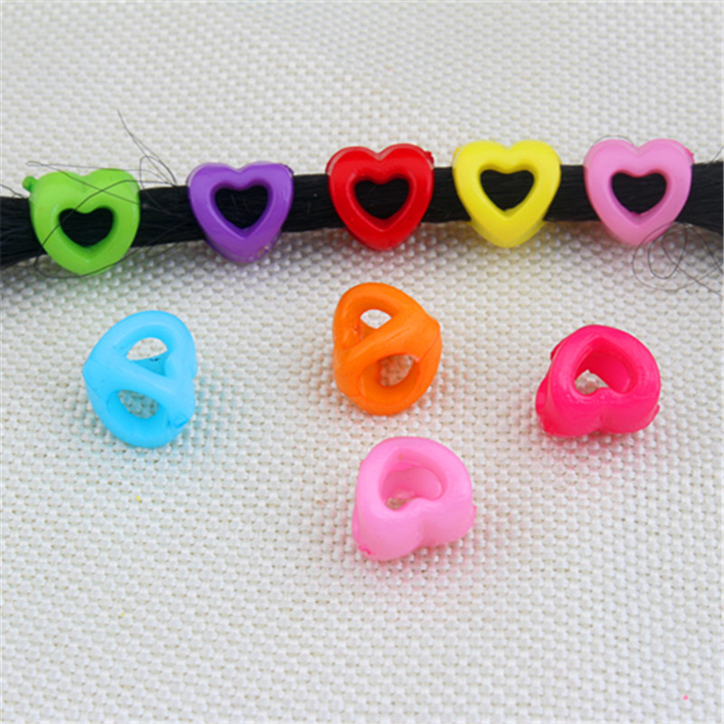 Dreadlock accessories, headwear, girls' braided hair, beads, plastic hollow heart-shaped colorful large-hole beads, cross-border supply