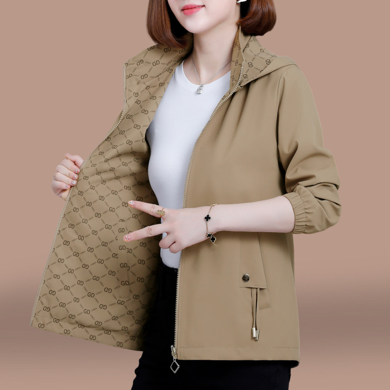 双面穿外套女春秋薄款2025新款洋气减龄妈妈宽松夹克女士短款上衣|undefined