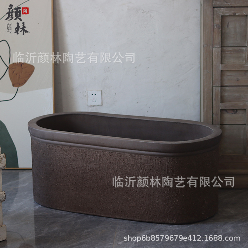 Cerámica gruesa arena púrpura elíptica rectangular pesebre patio árboles plantación de vegetales j gran maceta villa paisajismo maceta simple nórdica