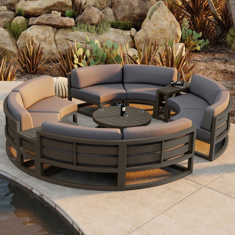 Sofá al aire libre patio villa jardín silla circular al aire libre combinación de muebles balcón al aire libre sofá de aluminio