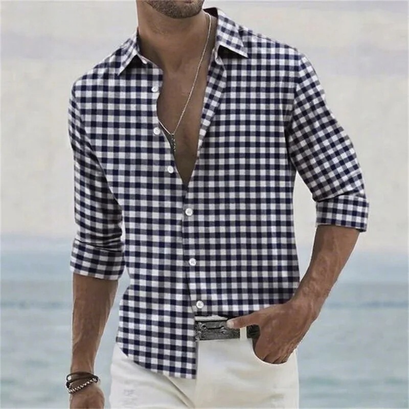 13 Colors Men's Plaid Shirt Long Sleeve Black Red Blue 3D Printing Style Daily Holiday Party Xs-6Xl High Quality 13 Colors Men's Plaid Shirt Long Sleeve Black Red Blue 3D Printing Style Daily Holiday Party Xs-6Xl High Quality