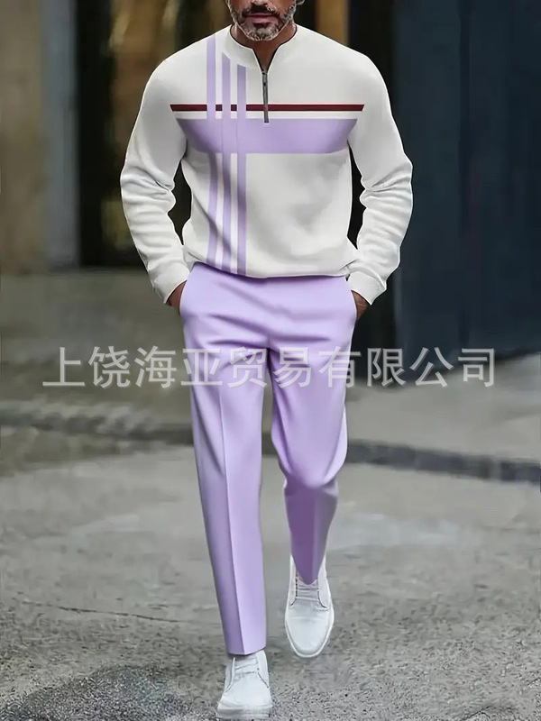 2025跨境外贸新品欧美热卖休闲潮流爆款男装两件套3d数码印花|undefined