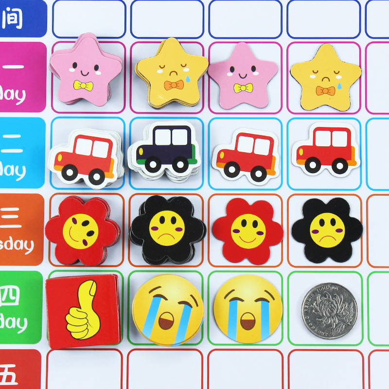 Rubber magnetic reward sticker self-discipline chart plan bulletin board accessories for children students attendance teaching fridge magnet