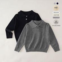 翻领长袖polo领2025新款羊毛衫儿童毛衣春秋季中小童英伦休闲上衣