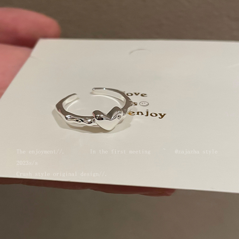 Heart-shaped Zircon Adjustable Ring For Women Minimalist Design_voghion.com