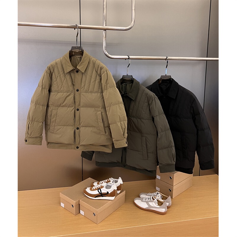 Winter Designer Down Jacket Men's Loose Laps Contrast Color Stitching Fake Two Pieces 90 White Duck Down Men's Jacket