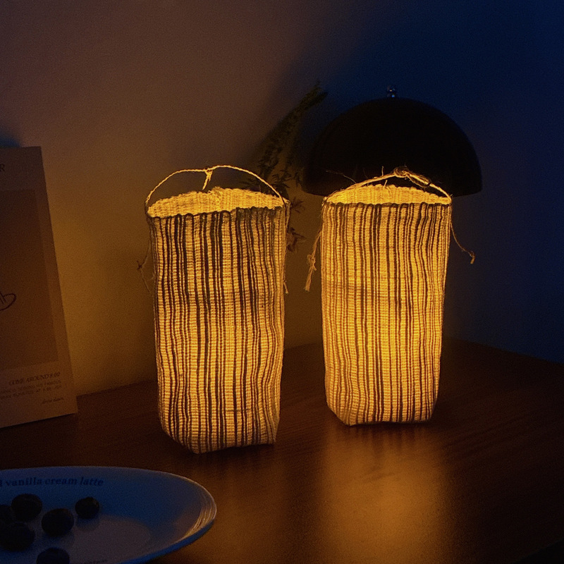 Intangible Cultural Heritage Handmade Cloth Candle Holder, Vintage Atmosphere Lampshade, Hanging Lamp, Home Lighting Decoration, Electronic Candle