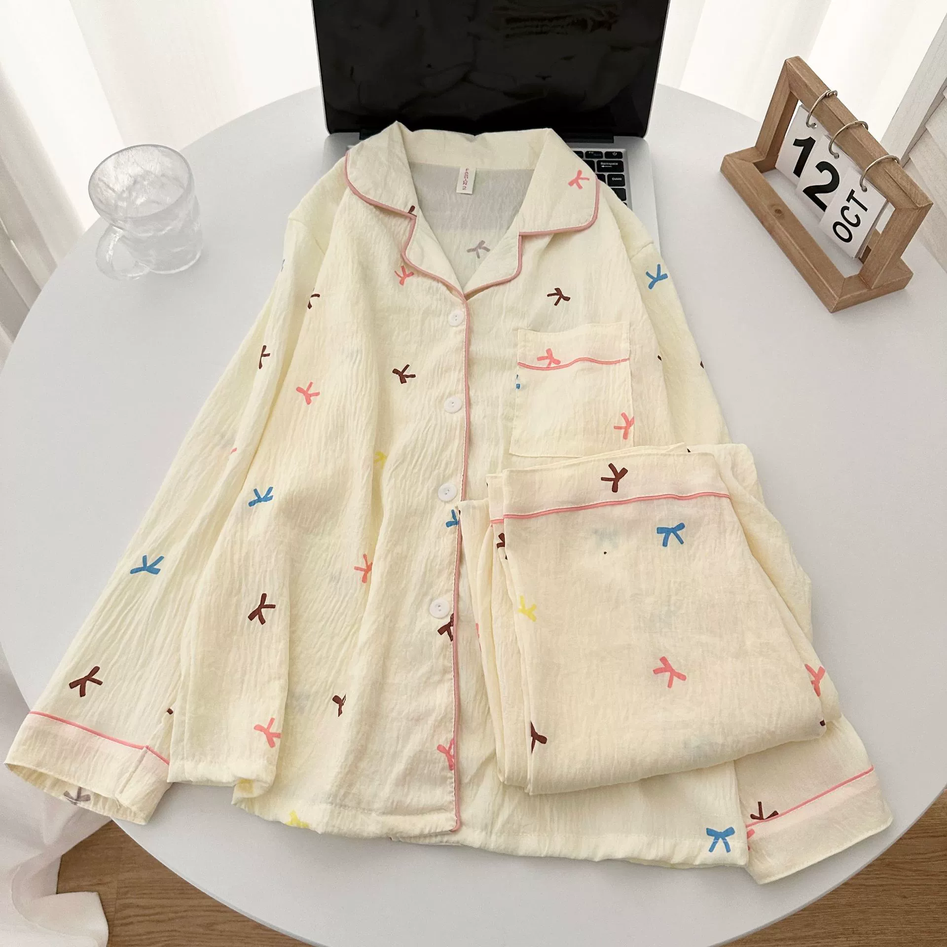 Autumn Cartoon Pajama Set — Long-Sleeve Top, Trousers & Cardigan, Sizes M–XXL, Multi-Color