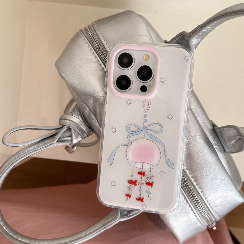 Wind Chime Little Goldfish Adecuado para Apple 15ProMax Funda para teléfono móvil 16Pro nicho 14/13 Colgante 16PM Pareja 14