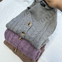 日单外贸女大童开衫秋冬毛线外套百搭出口童装上衣青岛货源批发