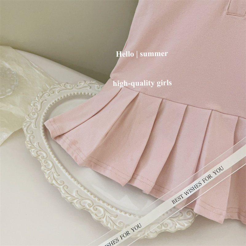 Vestido de polo de bebé de siete ositos de limón salado estilo universitario 2025 chaleco de bebé de verano vestido de princesa plisado marea