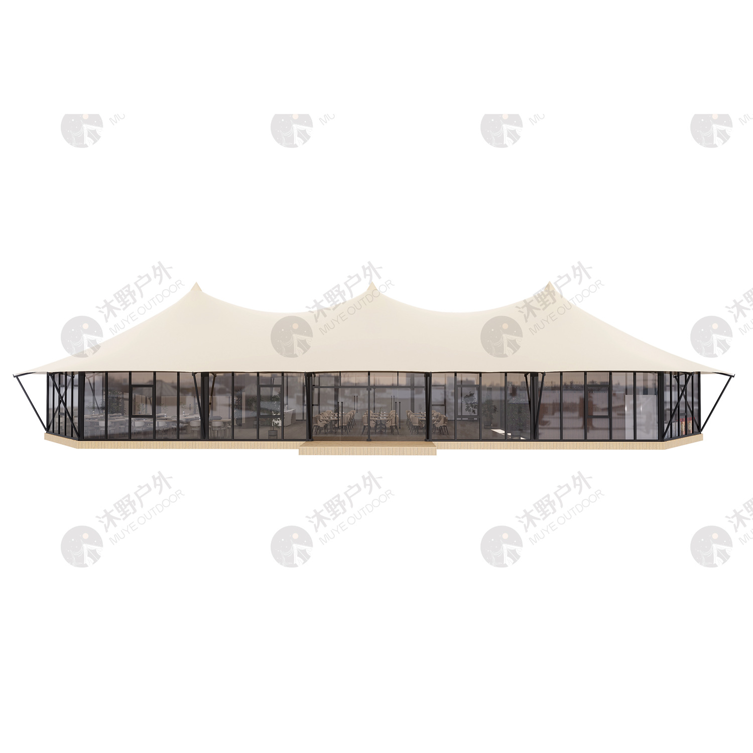 Sala de recepción del área escénica de celebridades de Internet de Muye Centro de servicios turísticos al aire libre Gran restaurante Bar de lujo al aire libre