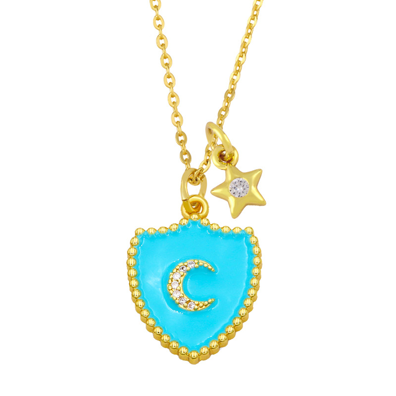 personality hiphop shield moon star pendant necklacepicture8