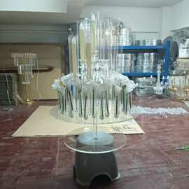 婚庆道具透明亚克力15头可旋转步步高烛台婚礼酒店主桌可旋转烛台