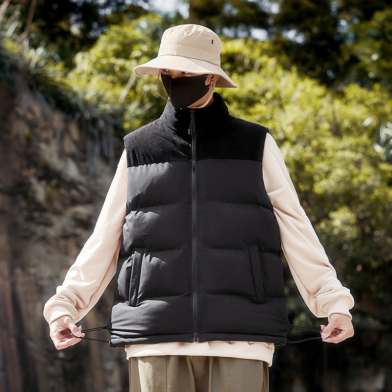 Otoño y invierno de algodón engrosado pareja chaleco de algodón hombre de color sólido tendencia de hombro caliente chaleco de ocio fábrica de lote