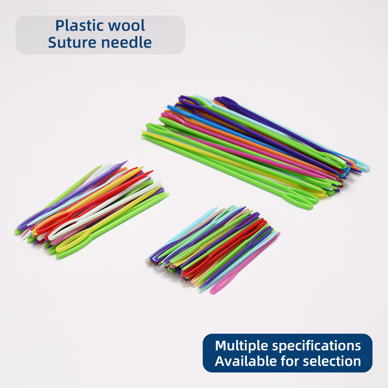 Agujas de coser a mano de plástico de color, hilo de lana, herramientas de tejido de bricolaje hechas a mano, agujas de ojos grandes, agujas de seguridad para niños, agujas de plástico bordadas
