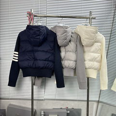 高品质TB秋冬季口袋四杠长袖长袖连帽拉链女款羽绒服