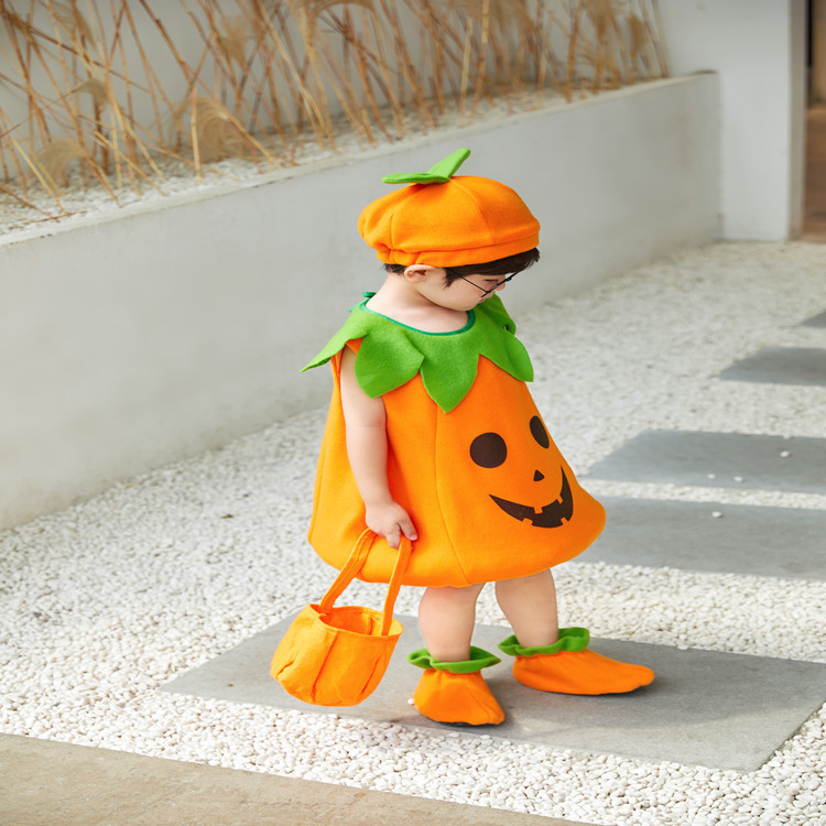 国境を越えた 2025 ハロウィン子供服子供秋服カボチャ服子供ハロウィン植物衣装外国貿易卸売|undefined