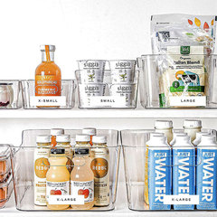 Transparent PET kitchen storage box with handle refrigerator storage box bedroom underwear storage box desktop storage basket