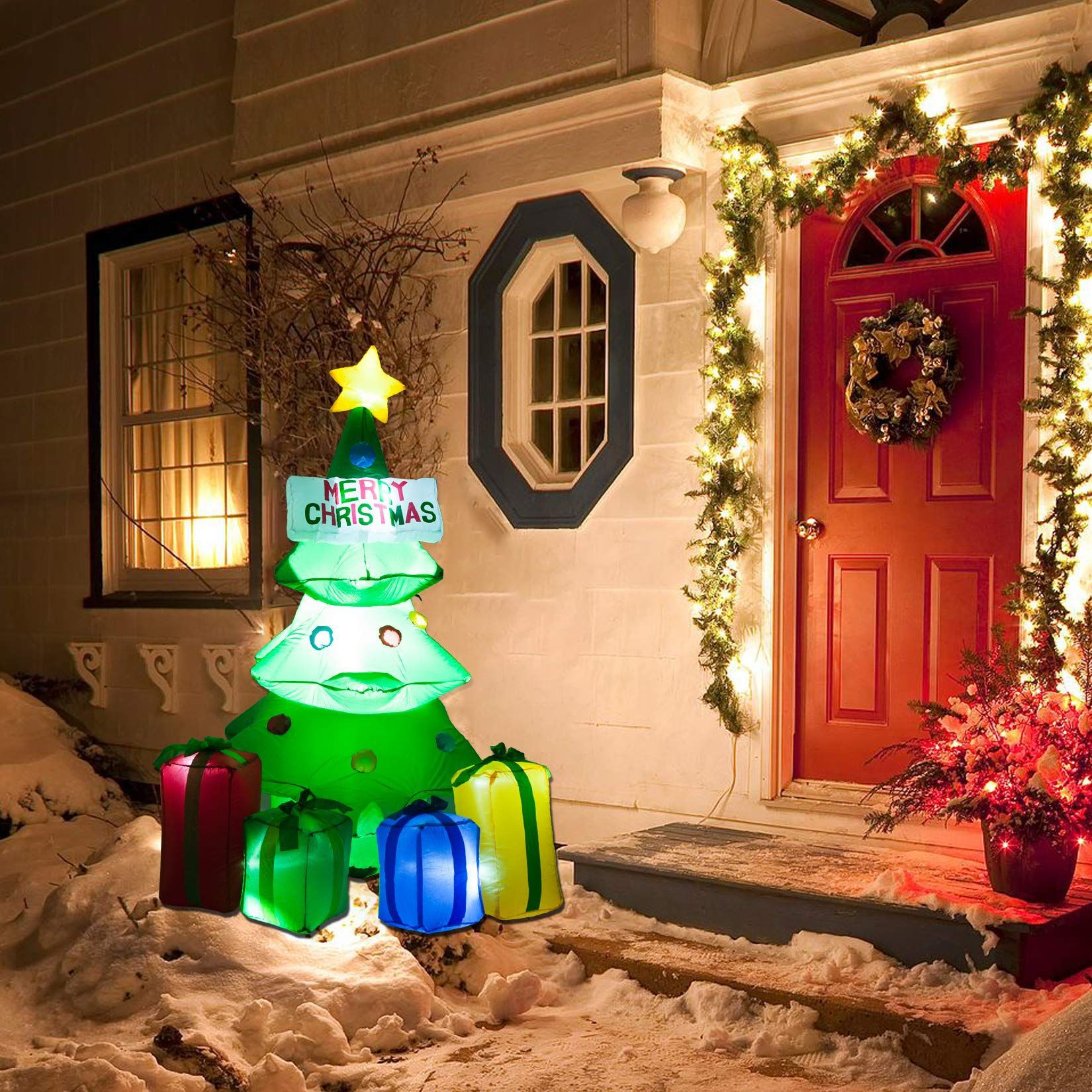 Nuevo 1,5 m Navidad árbol de Navidad inflable luminoso Navidad jardín decoraciones Navidad suministros bolsa de regalo