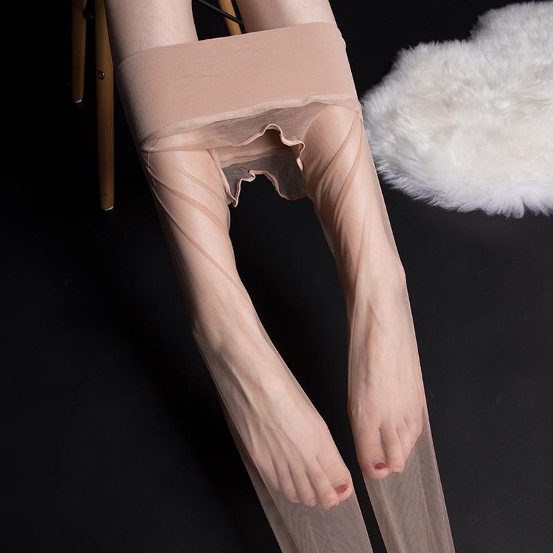Seamless Open-Crotch Stockings, Ultra-Thin Women's Thin Open-Crotch Stockings, 360-Degree Seamless, Transparent, Invisible, Sexy in Summer, No Need to Take Off