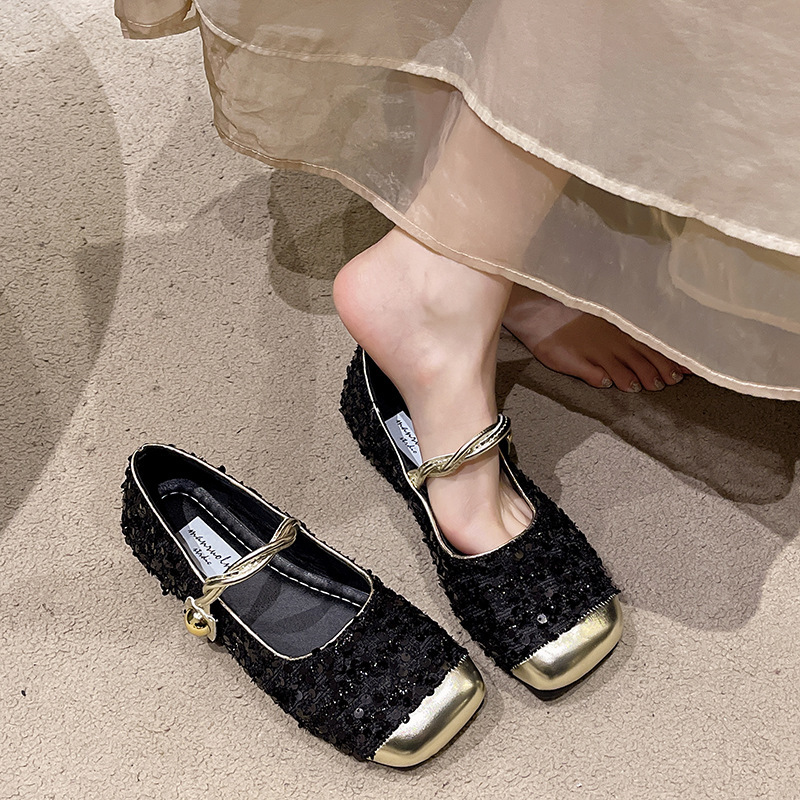 기질 평평한 작은 향기로운 스타일의 사각형 헤드 새로운 Mary Jane 봄 저녁 신발 우유 신발 부드러운 단층 신발 여성 신발 2025