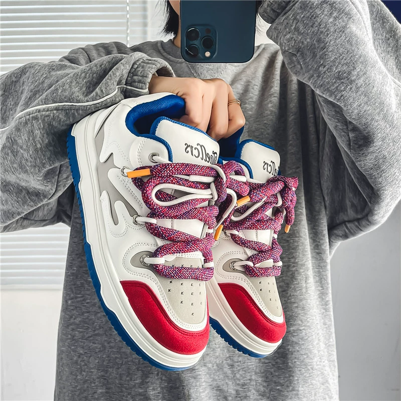 Sports sneakers for leisure, universal trend white shoes for beloved, autumn