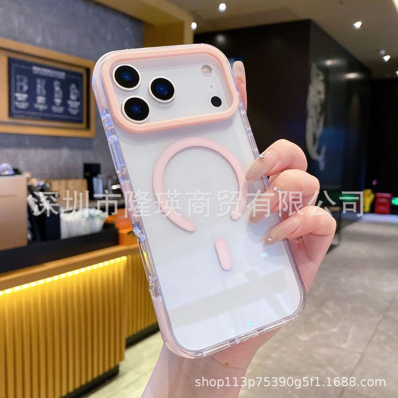 适用苹果17双色亚克力2.0磁吸iPhone17PROMAX透明手机壳17PRO果冻|undefined