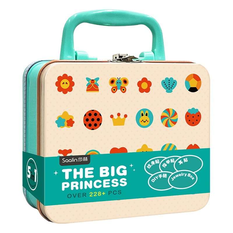 Saalin Salin nueva princesa Linda pulsera niños etiqueta engomada del clavo pulsera traje caja de regalo juguete
