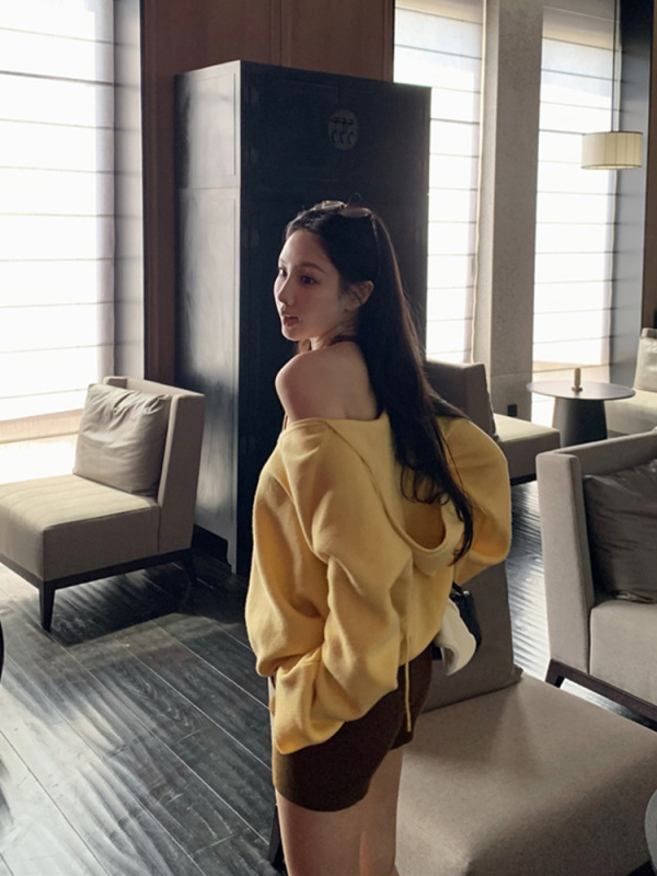 女装搭配一整套连帽毛衣外套宽松V领针织衫上衣针织背心短裤套装|undefined