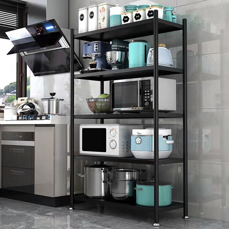 Kitchen floor standing shelf without drilling multi-layer spice microwave oven rack non-stainless steel storage rack