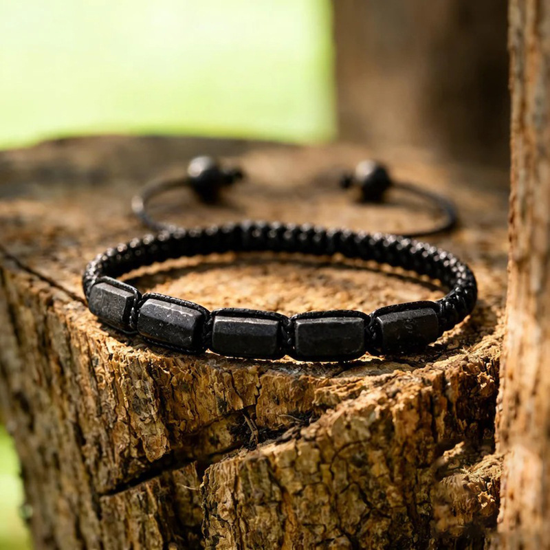 Cross-Border Geometric Natural Black Agate Woven Bracelet European and American Fashion Retro Energy Power Handmade Jewelry Cross-Border Geometric Natural Black Agate Woven Bracelet European and American Fashion Retro Energy Power Handmade Jewelry