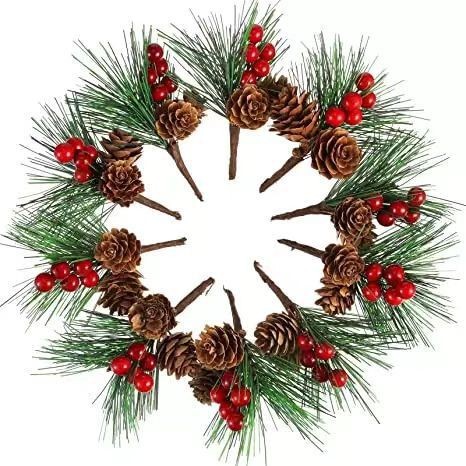 アマゾン熱売松針松果小花束クリスマスクリスマスツリー装飾ギフトボックスDIY部品写真撮影道具|undefined