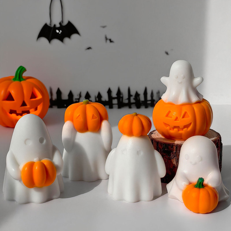 国境を越えたハロウィンのカボチャキャンドルシリコンモールドDIYアロマ石膏置物装飾品|undefined