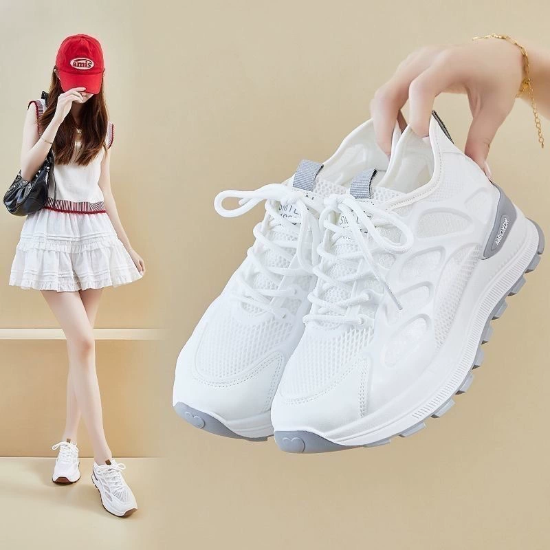 Летняя женская обувь, дышащая тонкая спортивная обувь, универсальные белые туфли, женская обувь Forrest Gump, повседневная обувь для папы, слипоны.