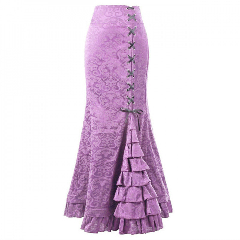 Punk Vintage Jacquard Mermaid Skirt女个性朋克复古提花鱼跨境|undefined